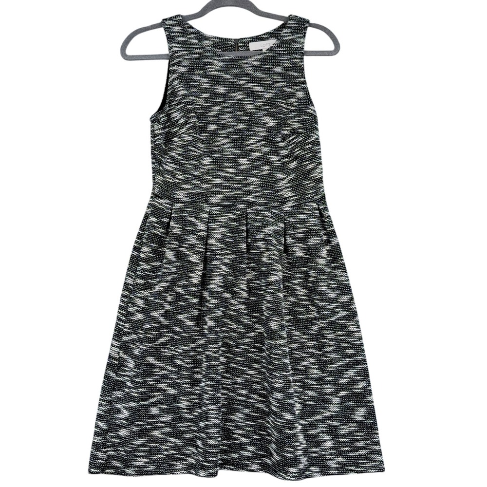 LOFT Women's Sleeveless Textured Knit A-Line Dress Black White Size‎ 2